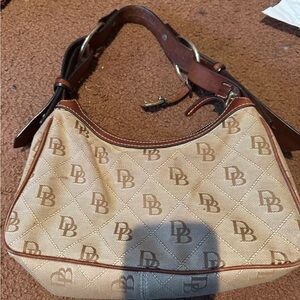 Dooney & Bourke Cream and Brown Shoulder Bag